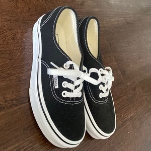 Women’s black Vans. Size 6, Worn Once.